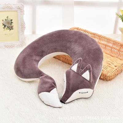 Inspired Deals Cute Fox Travel Neck Pillow, Soft Plush U Shaped Neck Pillow For Car, Plane, Office & Home brown
