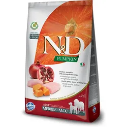 Farmina N&D Pumpkin Grain Free canine CHICKEN AND POMEGRANATE ADULT MEDIUM & MAXI 12kg+Überraschung für den Hund