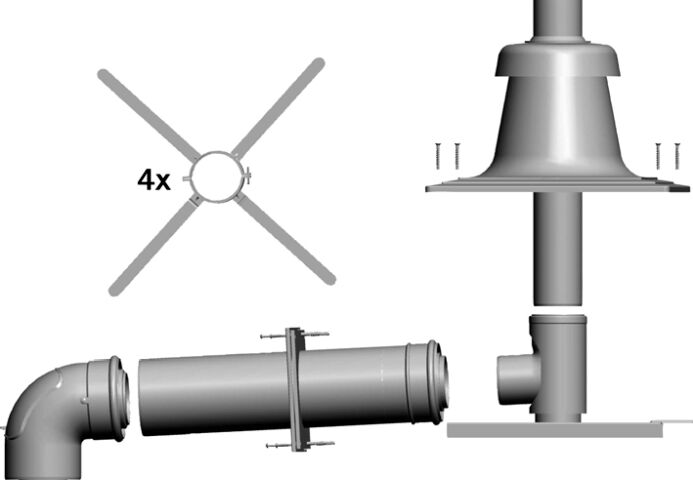 set de raccordement Wolf DN 80 / 125, indépendant de l'air ambiant, blanc , Inox