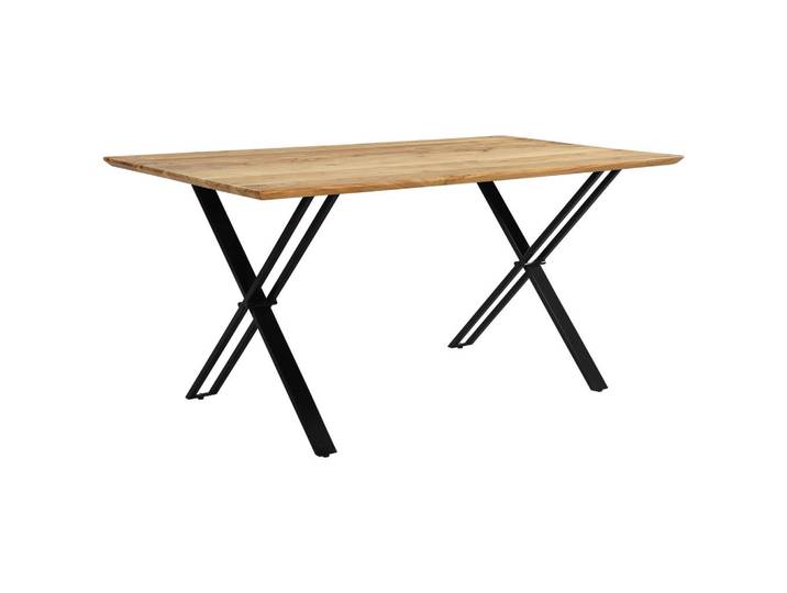 Linea Natura Esstisch, Schwarz, Akaziefarben, Holz, Metall, Akazie,Akazie, Hartholz,Hartholz, rechteckig, X-Form, 85x76x160 cm, Fsc, Esszimmer, Esstische, Esstische