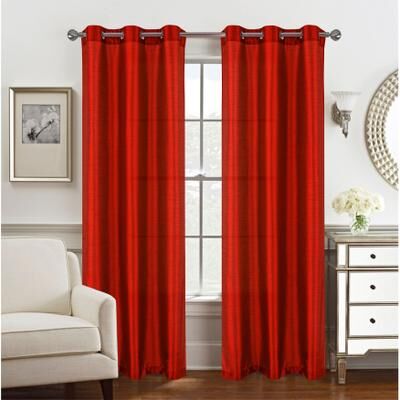 RT Designer Collection Nancy Faux Silk Grommet Window Curtain Panel - 84 or 95 inch