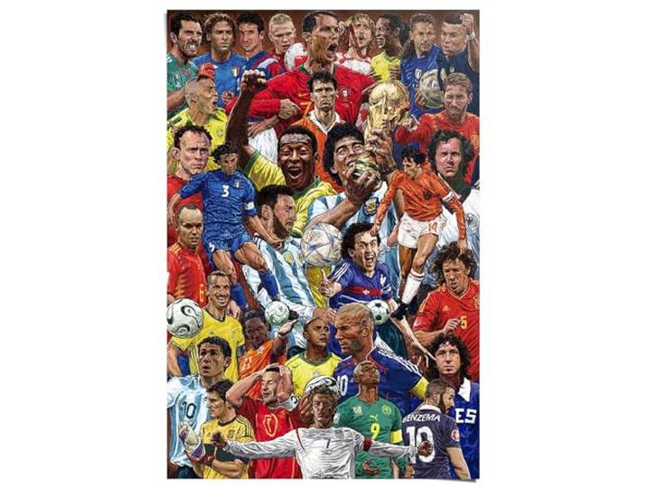 REINDERS Poster, Legendäre Fußballspieler, Teenager Zimmer, Poster, Wanddeko, Room Decor, Bilderdruckpapier, Mehrfarbig, 91,5 x 61