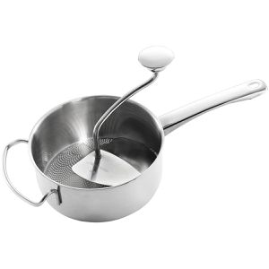Gefu Passiermühle 24100 Flotte Lotte, manuell, silber, Ø 20 cm, mit 1 festen Lochscheibe, fein, aus Edelstahl, 1 Stück