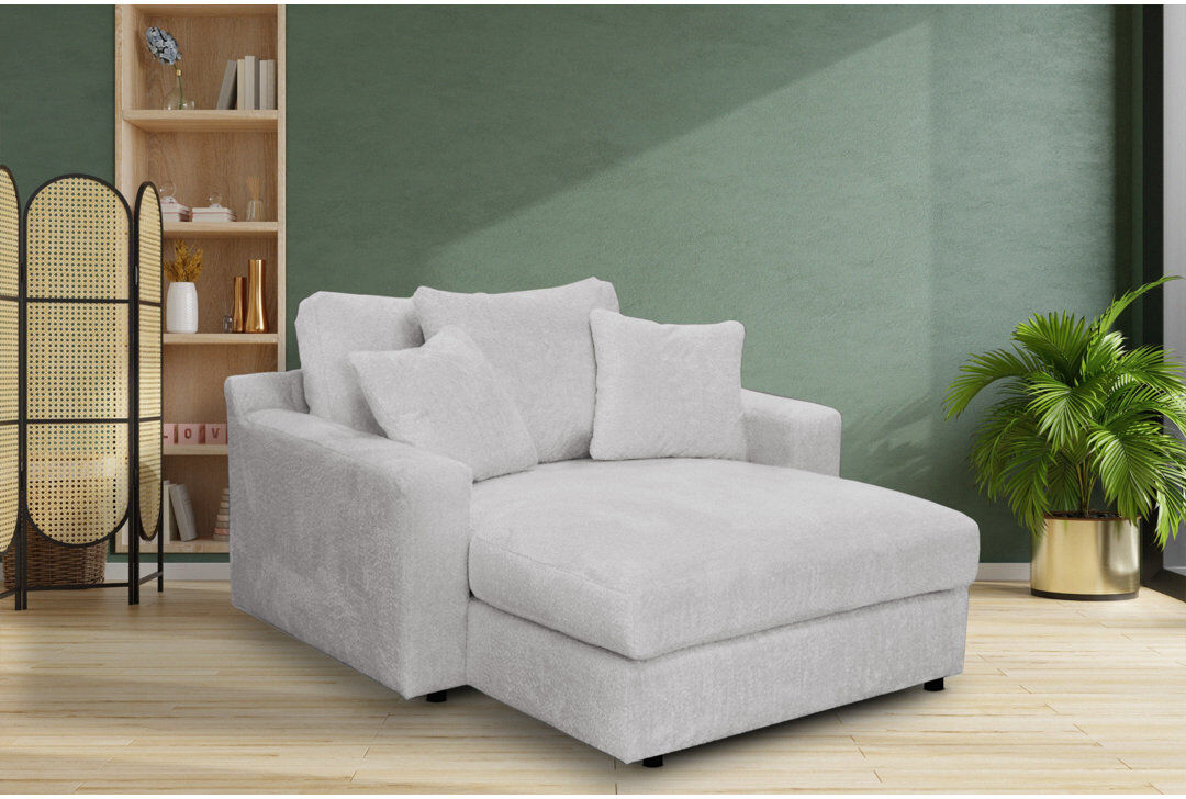 Brayden Studio Caegan Upholstered Chaise Lounge Steel Boucle 95cm H X 150cm W X 170cm L