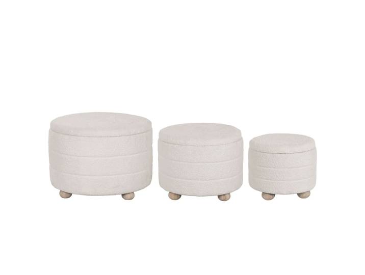 Ensemble de 3 poufs coffres en polyester beige 62x62x43 cm