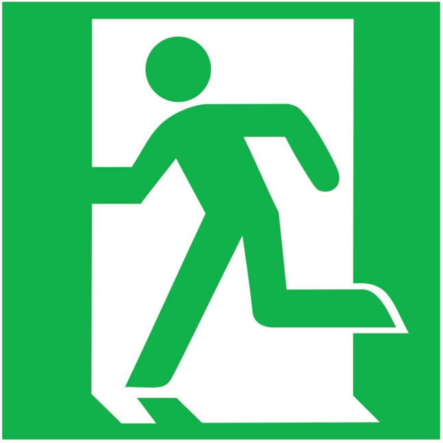 SafetyMarking Panneau de sortie de secours alu L200xH200 mm sortie gauche photoluminescent ; wolk (15.0032)