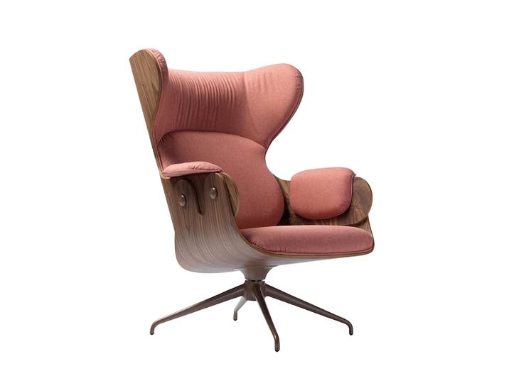 BD BARCELONA DESIGN fauteuil LOUNGER (Cuir Chat. S - placage en contreplaqué de hêtre)