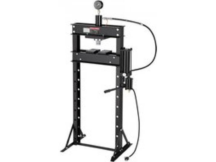 VEVOR Hydraulische Werkstattpresse 20 t mit 9 Höhenstufen Stahl für Biegen, Richten, Pressen & Stanzen, Manuell und Pneumatisch, mit H-Rahmen, Manometer, 48-mm-Pressstempel und Rutschfestem Gummigriff