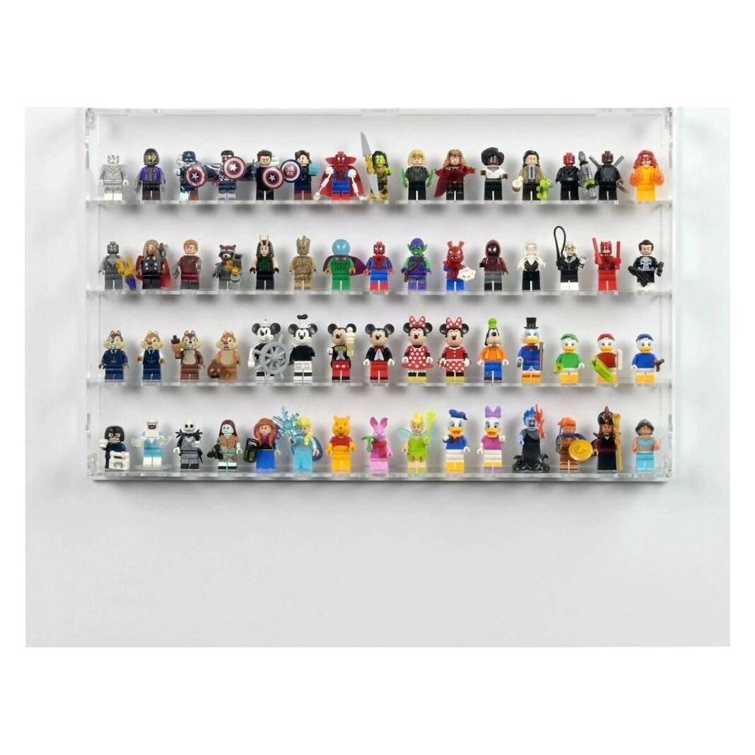 iDisplayit Acryl-Wand-Display für 60 LEGO-Minifiguren (Mit weissem Hintergrund) (120207)