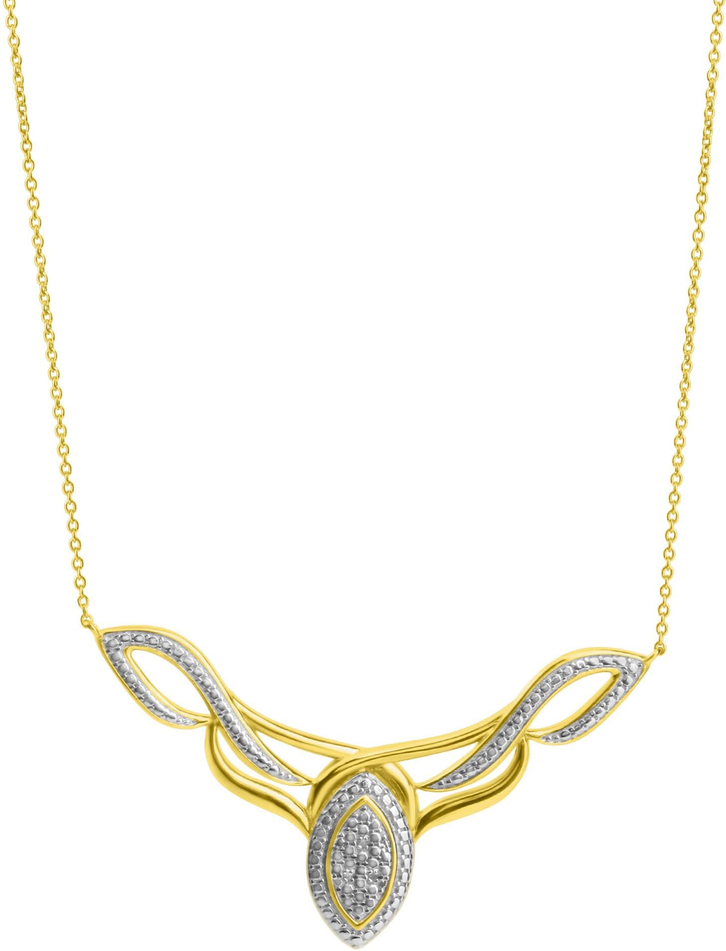 Kette mit Anhänger FIRETTI "Schmuck Geschenk Silber 925 Halsschmuck Halskette Statement Navette", silber (gelbgoldfarben, silberfarben), Halsketten, Damen, 0,02, Diamanten Silber 925 (Sterlingsilber), L: 45 B: 1,1mm, Diamanten, Silber 925 (Sterlingsilber)