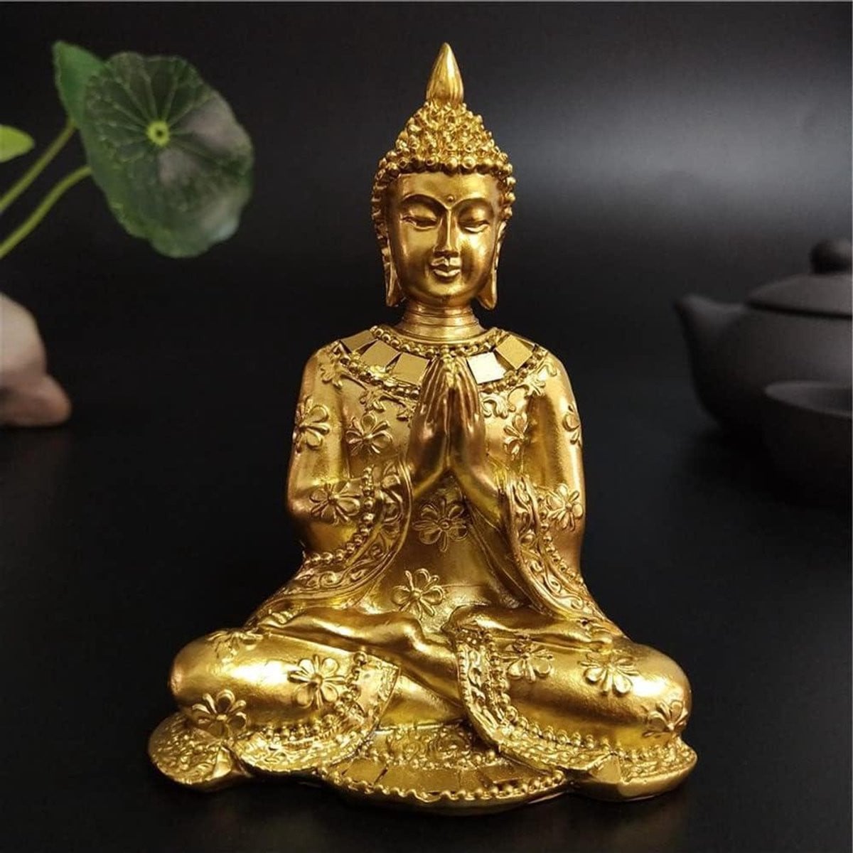 Handgemaakt Boeddha Standbeeld Decoratie Beeldje Goud Hoogte: 10 cm