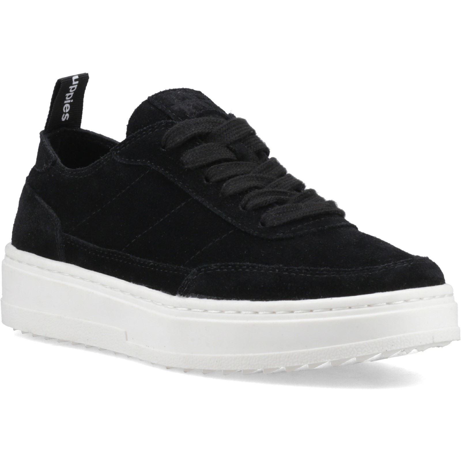 Hush Puppies Nesta Leren Dames Zwarte Standaard Sneakers