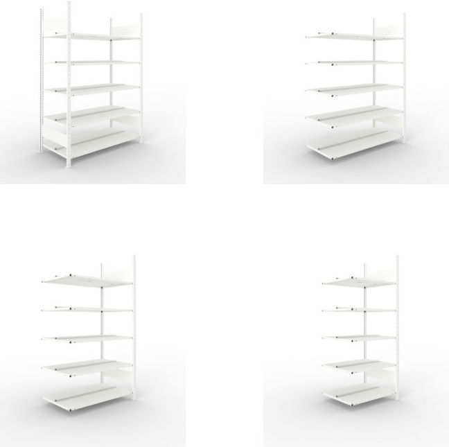Meta Set Büroregal COMPACT doppelseitig, 1850x1250x600 mm mit 5 Böden + Büro-Anbauregal COMPACT doppelseitig, 1850x1000x600 mm mit 5 Böden + Büro-Anbauregal COMPACT doppelseitig, 1850x1250x600 mm mit 5 Böden + Büro-Anbauregal COMPACT doppelseitig, 1850x75