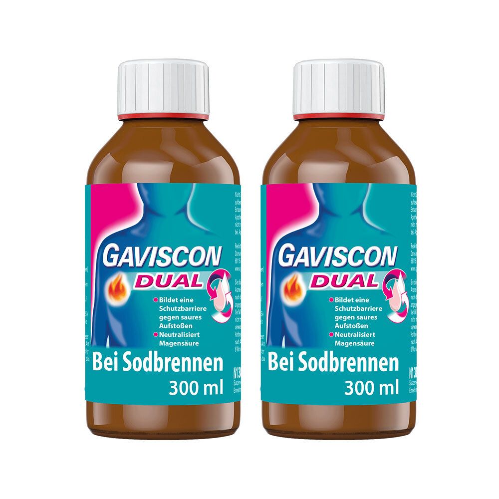 Gaviscon Dual 500mg/213mg/325mg Suspension z.Einn. 2x 2x300 ml zum Einnehmen