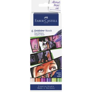 Faber-Castell Layoutmarker Goldfaber Sketch, Graphic Novel, farbig sortiert, 6 Stück