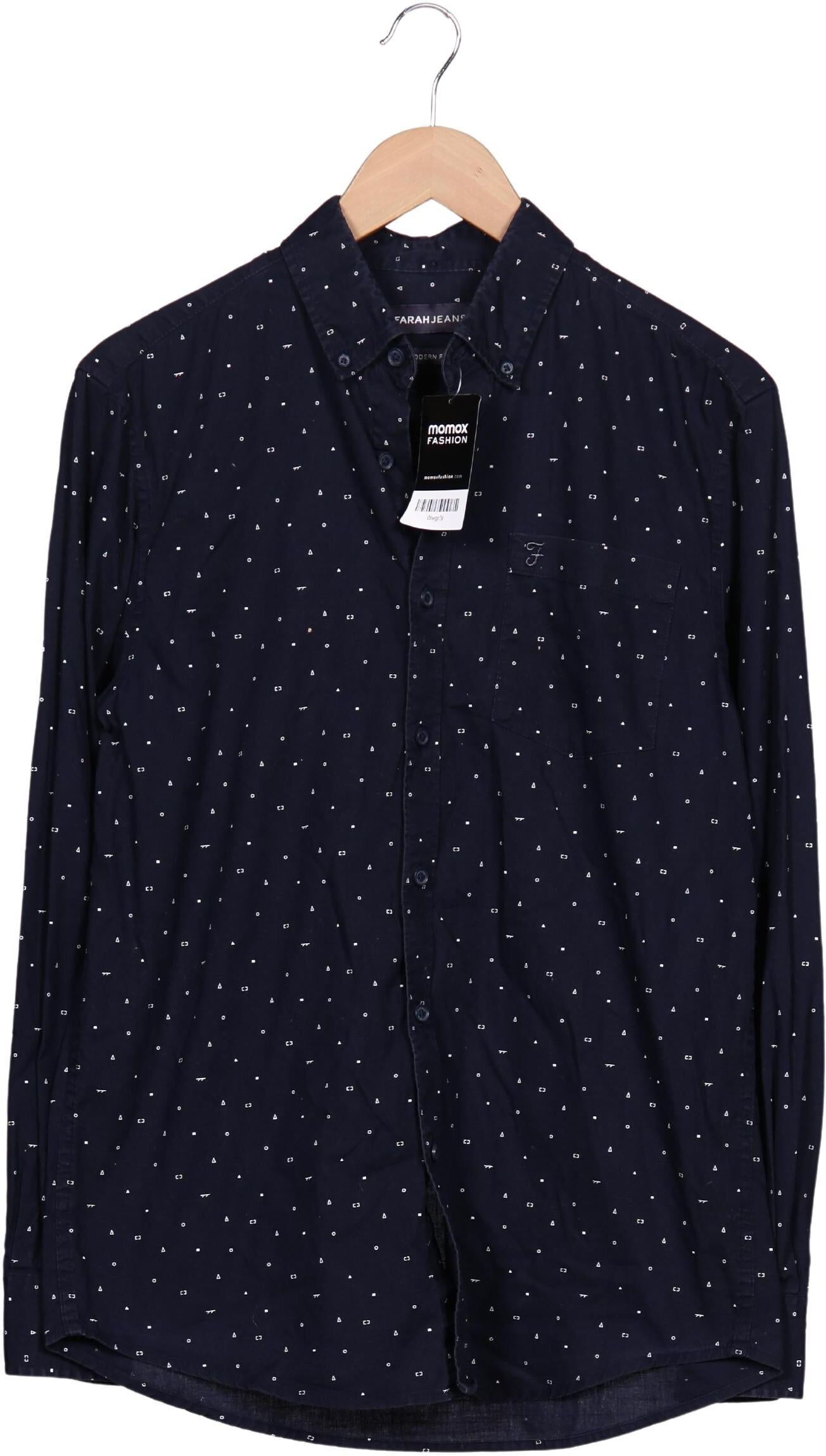 Farah Herren Hemd, Marineblau, Gr. M, Baumwolle - Second Hand