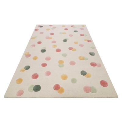 Kinderteppich SMART KIDS "Dana", beige (creme beige), B:160cm H:1,2mm L:230cm, Wolle, Teppiche, Kinderteppich, modern und natürlich, bunte Polkadots, mit Struktur, Kinderzimmer