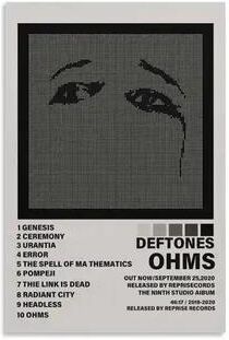 Inspired Finds Deftones Around The Fur Retro Album Canvas Poster For Music Room & Wall Decor 19.69x27.56in No Frame lunar Distortion