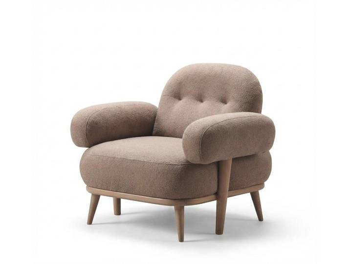 JVmoebel Sessel Lounge-Sessel Moderner Stil Beigefarben Wohnzimmer Weicher Sessel (1-St)
