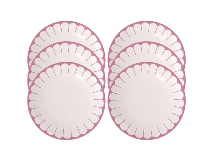 Villeroy & Boch - Fleur Cassis Speiseteller 6er Set, 27 cm, Porzellanteller für Hauptgerichte, Großer Teller, Stapelbare Essteller, Spülmaschinenfest & Mikrowellensicher, Premium Porzellan, Pink