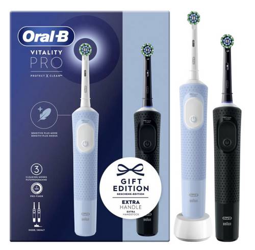 Oral-B Vitality Pro D103 Duo 4210201446514 Elektrische Zahnbürste Rotierend/Pulsierend Weiß, Blau, Schwarz