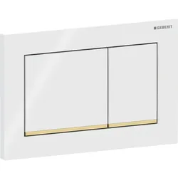Geberit Omega20 Betätigungsplatte, eckig 2-M-Sp., weiß glänzend / goldfarben glz...