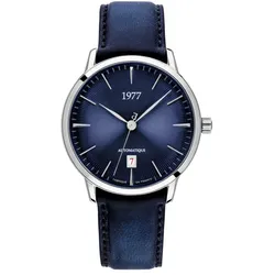 1977 EDMOND Automatik, 40 mm, Zifferblatt Blau, Lederband Blau, Herrenuhr 1977P01166