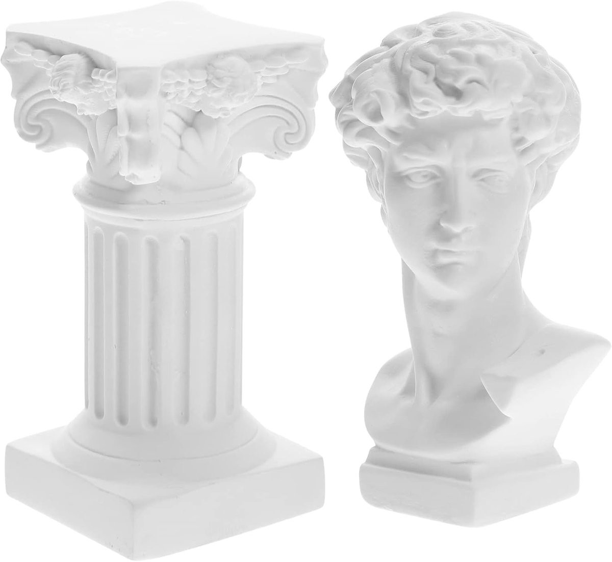 Griekse Buste Romeinse Zuil Interieur Decoratie van Hars Hoogte: 13,5 cm