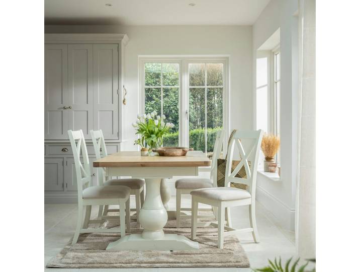 Table À Manger Extensible Blanche Style Bord De Mer 160-200 Cm Velia