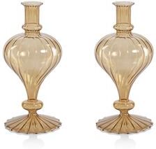 Zodax Vellum Spiral Turnip Shape Decorative Glass Vases, Set of 2