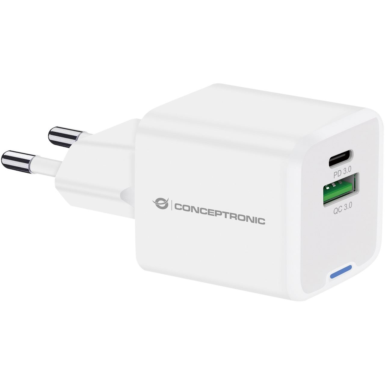 20 Watt Conceptronic Ladegerät 2Port 1xUSB-C,1xUSB-A 1.5m ws