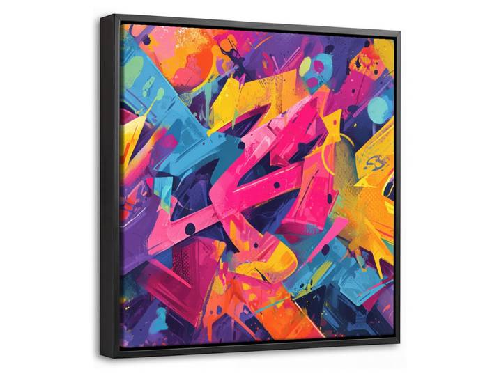LEINWAND Bilder mit Rahmen - Abstrakt - Formen - Farbenfroh - 20x20