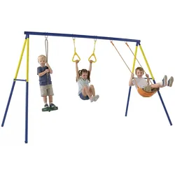 AIYAPLAY Schaukelgestell bis 150 kg 3-in-1 Kinderschaukel mit Schaukel Turnringe