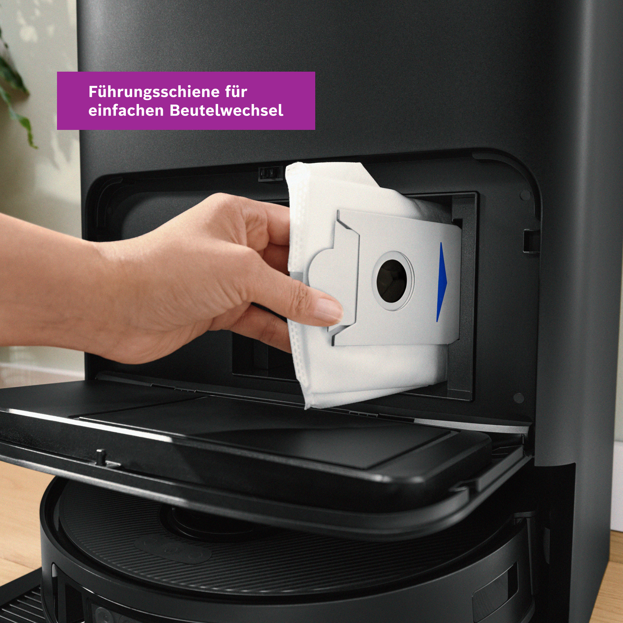 Bosch Staubsaugerbeutel "BHZRDBAB, antibakteriell, für Spotless Max und Max Cam Saugroboter", weiß, Staubbeutel, für Servicestation, bindet Feinstaub, Allergene und Gerüche, 3er Pack, Staubsaugerbeutel