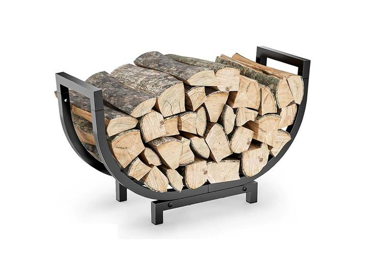 Support à bois de chauffage d'intérieur en acier, porte-bûches multifonctionnel, antirouille, pour jardin, terrasse, cheminée, feu de camp, outil de rangement pour allume-feu