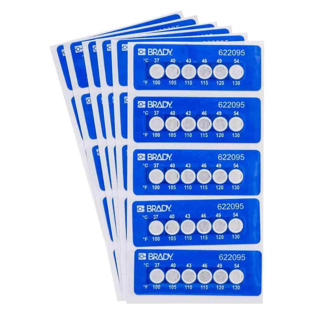 Brady TIL-6-37C/100F, B-7511, Irreversible, temperaturanzeigende Etiketten, Polyester, Weiss auf Bl (TIL-6-37C/100F)