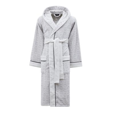 Bademantel PHILIPP PLEIN "Bademantel" Gr. XXL, weiß (01, weiß), XXL, Stoff: 100% Baumwolle, Hausmäntel, Bademantel