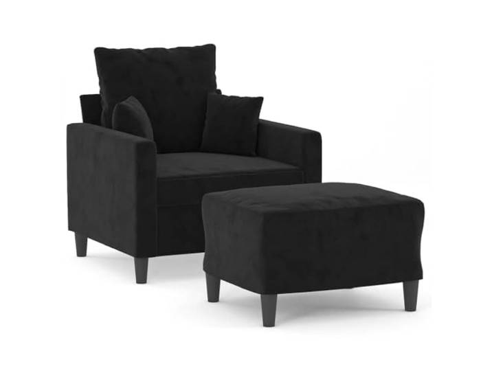Todiikf Sessel mit Hocker Schwarz Samt Relaxsessel 2er Set Komfortabler Loungesessel mit Hocker für Wohnzimmer und Schlafzimmer, weicher Samtbezug, stabiles Gestell bis 110 kg.