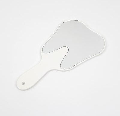 Uplifted Trends Unbreakable Dental Mouth Mirror With Handle Cute Tooth Shaped Handheld Dentistry Gift white