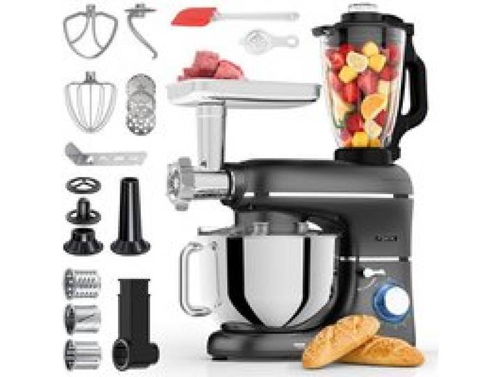 Robot pâtissier - FENTIC - 6-en-1 - 2000 W - Bol inox 6 2 L - Blender verre 1 5 L