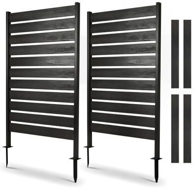 Costway 2 Pieces Outdoor Privacy Screen Fence for Backyard Pool Lawn-Black