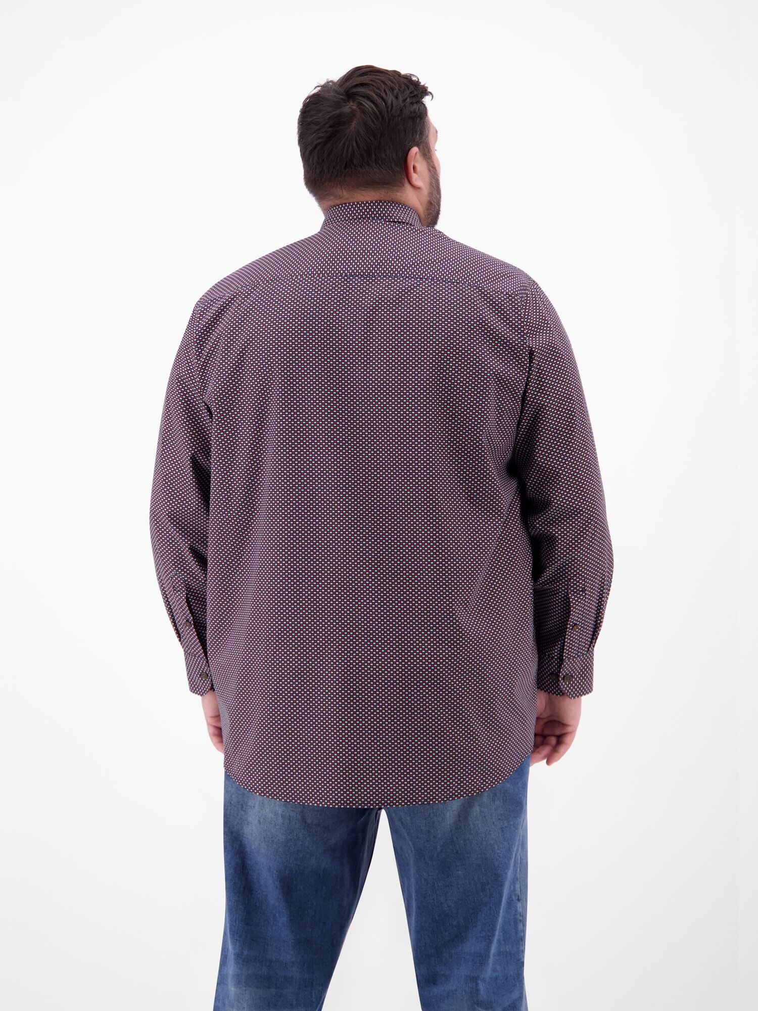 Langarmhemd LERROS "Langarmhemd in Übergrössen, dezent gemustert", Herren, Gr. 3XL, extraweit, rot (scandinavian rot), 100% Baumwolle, Hemden Langarmhemd scandinavian rot 3XL, extraweit