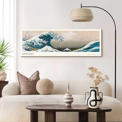 XXL-Wandbild REINDERS "Hokusai - The Great Wave", blau (farbe bild(er): blau), B:156cm H:52cm T:2cm, MDF, Bilder, Wohnzimmer - Blau - MDF - Berühmte Künstler - 156x52 cm