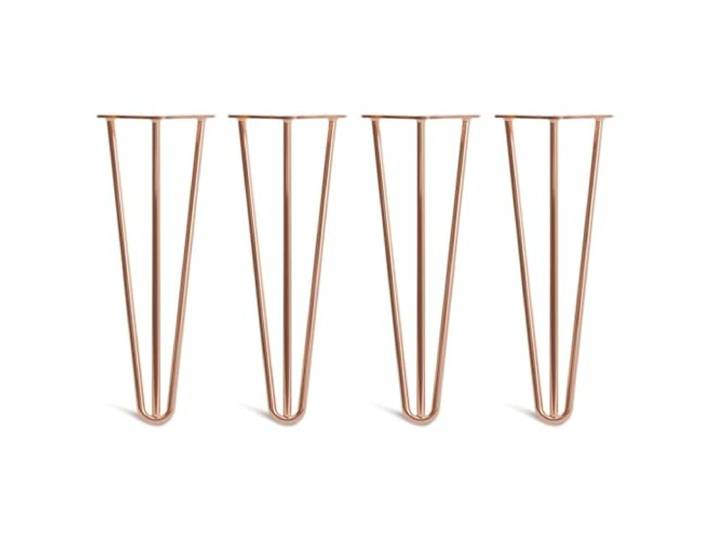 The Hairpin Leg Co. 4X Haarnadel-Tischbeine: Doppel-Schweiß Stahl, Schrauben, Anleitung, Schutzfüße. Klassischer 10mm 3 Stangen Stil. 35cm Kupfer