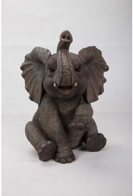 Hi-Line Gift Ltd. Elephant Baby Sitting Withtrunk Up Statue