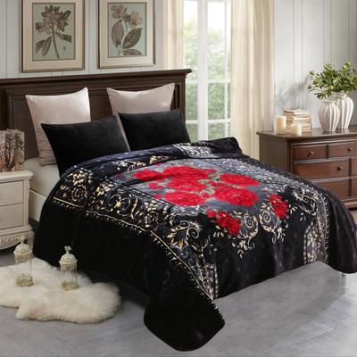 JML Luxury Heavyweight Raschel Fleece Blanket, Embossed Floral Bed Blanket