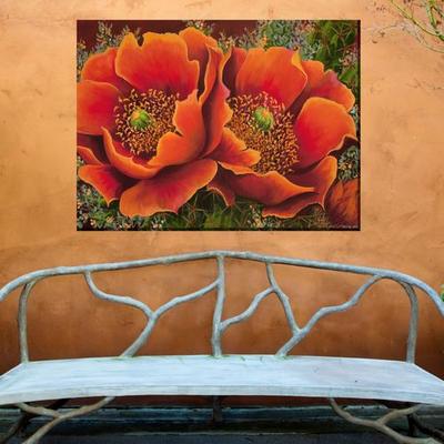 West Of The Wind Desert Flare Floral Canvas Wall Art Orange , Orange