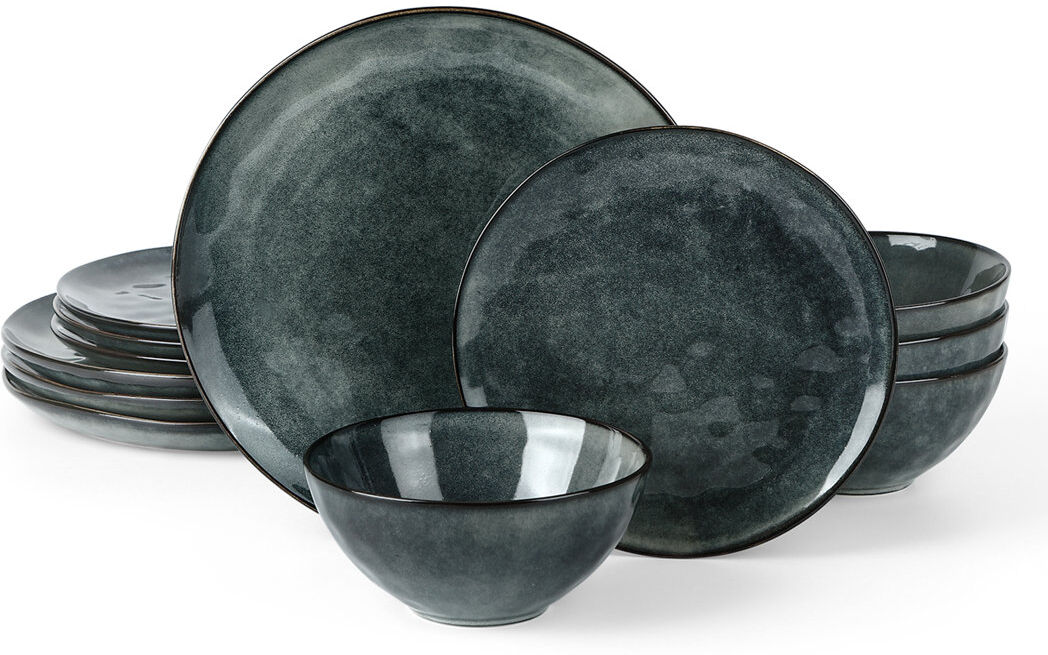 Latitude Run 12 Piece Stoneware Dinnerware Set - Service for 4 Deep Forest 12