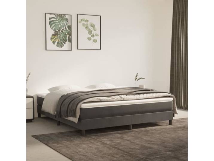 CEN-Sommier à ressorts de lit Gris foncé 180x200 cm Velours-CEN3120785