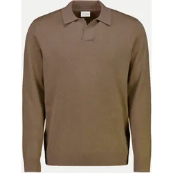 Feinstrick-Polo-Pullover Braun XXL